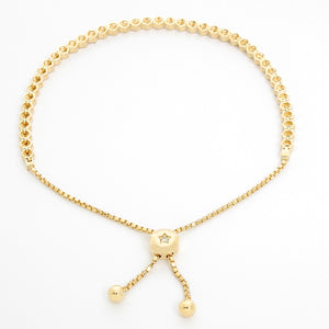 Chic 14K Yellow Gold Bolo Tennis Bracelet