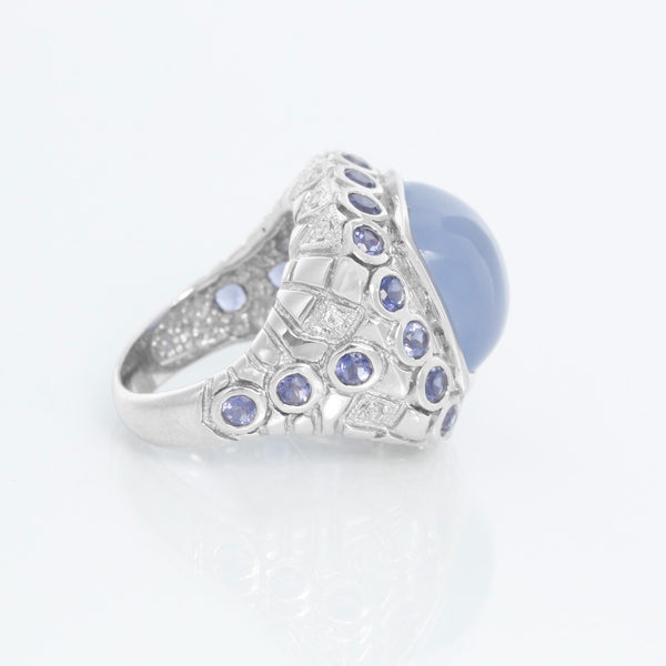 Moon Stone & Sapphire Ring Size 5