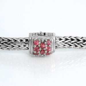 Sterling Silver Cable Bracelet with Tourmaline Stones