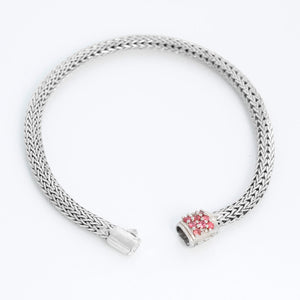 Sterling Silver Cable Bracelet with Tourmaline Stones