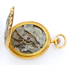 Tiffany & Co. Enameled 18K Yellow Gold Pocket Watch Brooch