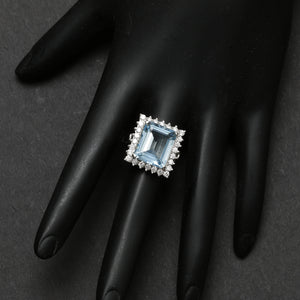 Aquamarine and Diamond Ring Size 7.5