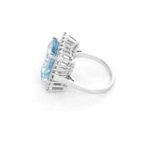 Aquamarine and Diamond Ring Size 7.5