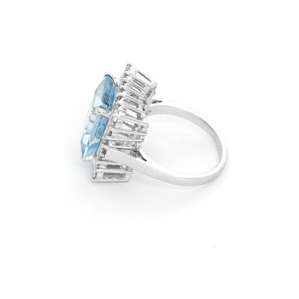 Aquamarine and Diamond Ring Size 7.5