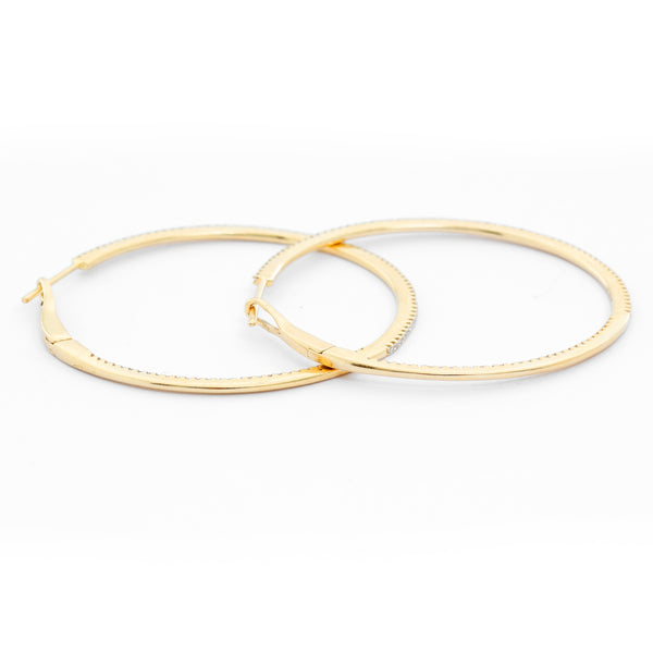 14K Yellow Gold Round Inside Out Hoops