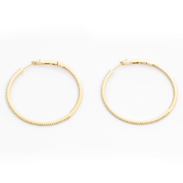 14K Yellow Gold Round Inside Out Hoops