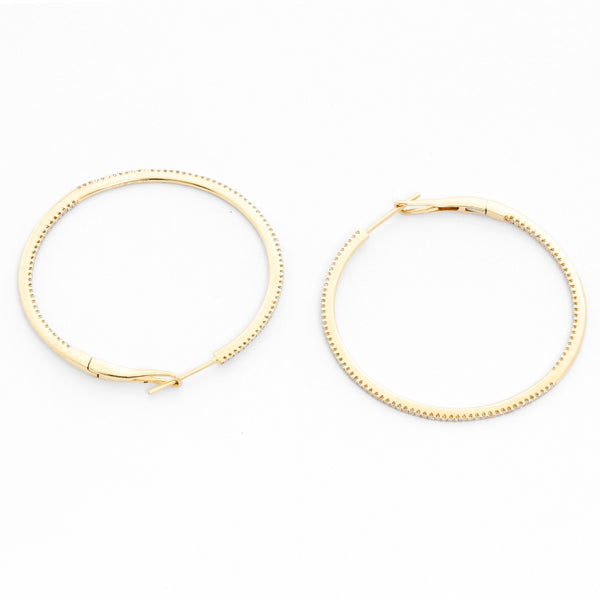 14K Yellow Gold Round Inside Out Hoops