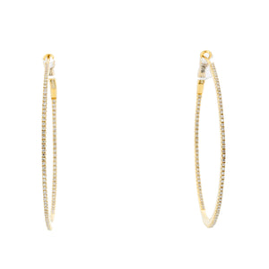 14K Yellow Gold Round Inside Out Hoops