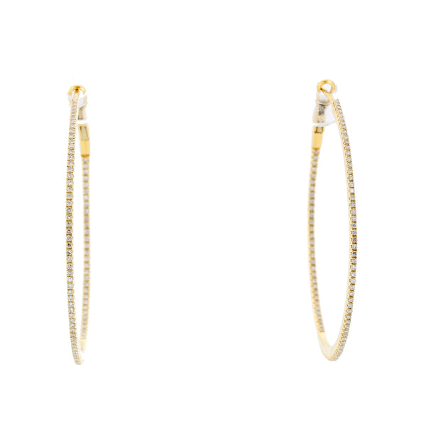 14K Yellow Gold Round Inside Out Hoops