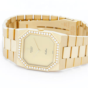 Rolex Cellini Men's/Ladies Midsize 18k Gold Watch with Diamond Bezel 4650