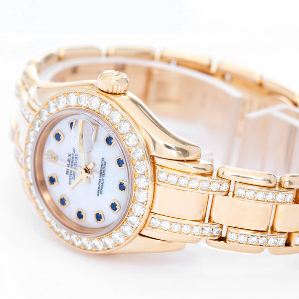 Rolex Ladies Masterpiece/Pearlmaster Gold Diamond Watch 80298