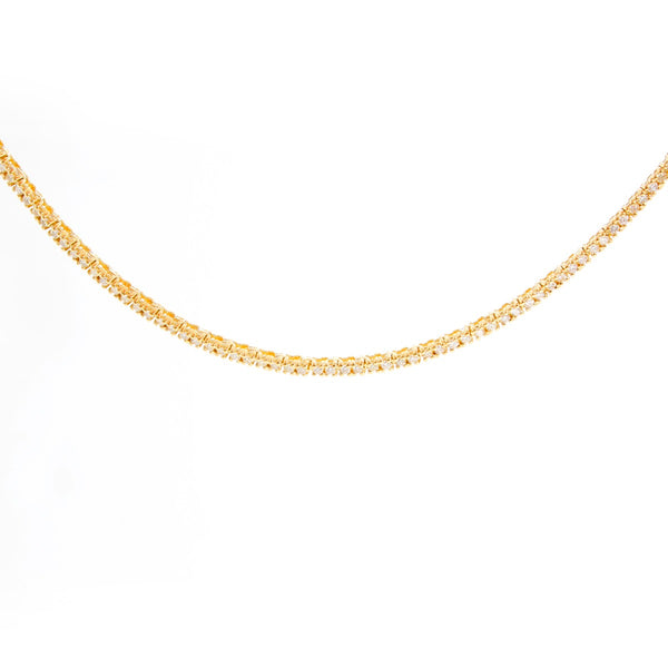 18K Yellow Gold 7.27cts Straight Line Diamond Necklace