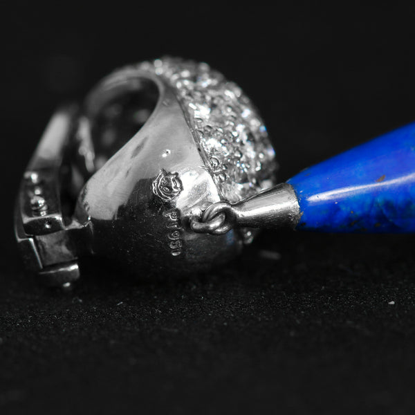 Carvin French Lapis Lazuli Platinum Earrings