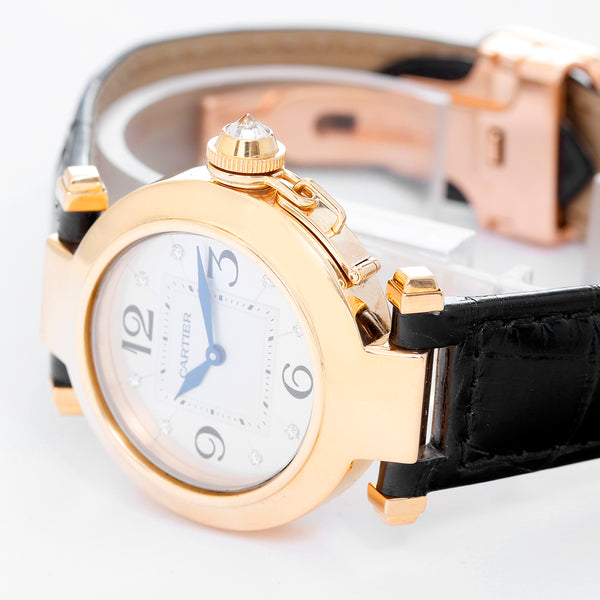 Cartier Pasha 18k Yellow Gold Ladies 32mm Quartz Watch WJ11891G