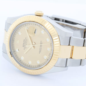 Rolex Datejust II Men's 2-Tone Steel Gold Watch Diamond Dial 116333