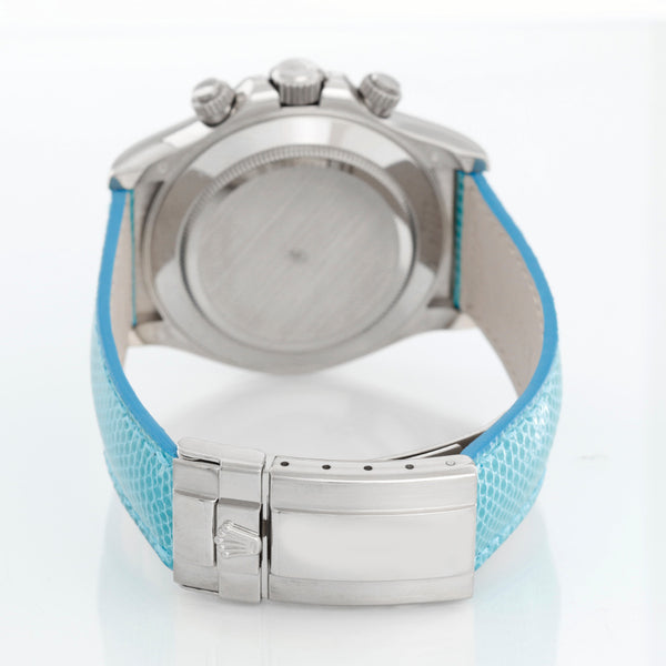 Rolex Cosmograph Daytona Men's White Gold Watch Beach Blue Dial 116519