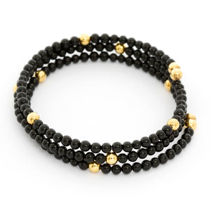 Black Onyx Beaded Bangle Bracelet