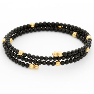Black Onyx Beaded Bangle Bracelet