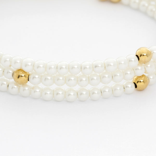 White Pearl Glass Bead Bracelet