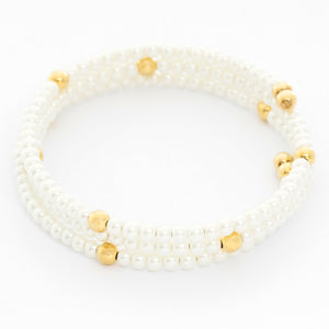 White Pearl Glass Bead Bracelet