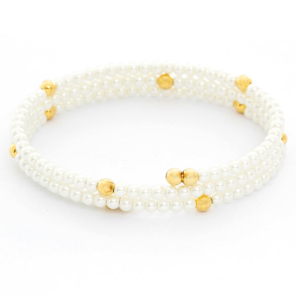 White Pearl Glass Bead Bracelet