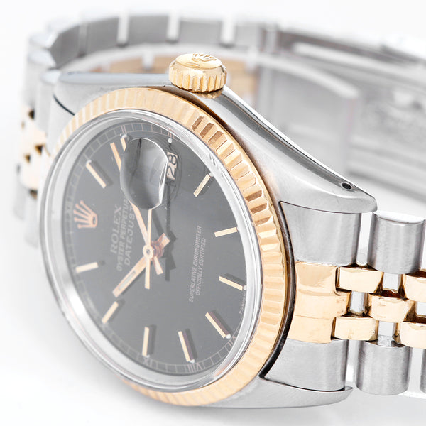 Rolex Datejust Men's 2-Tone Watch 16013 Black Stick Dial