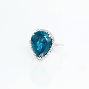 Effy 14K White Gold London Blue Topaz Diamond Ring
