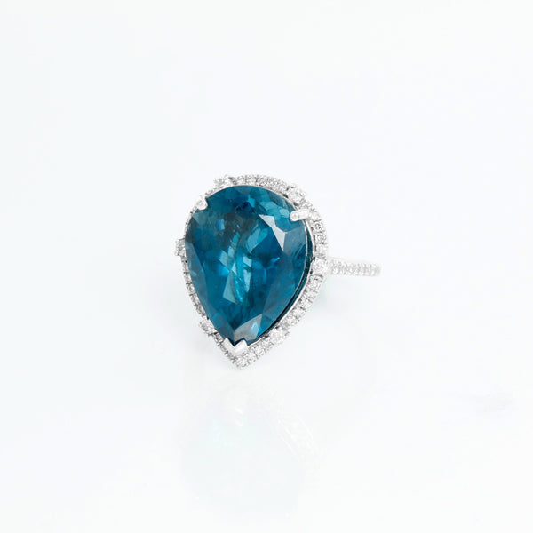 Effy 14K White Gold London Blue Topaz Diamond Ring