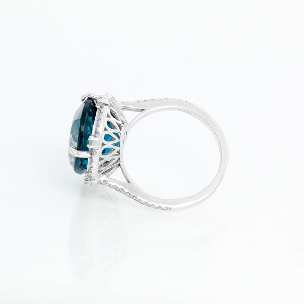 Effy 14K White Gold London Blue Topaz Diamond Ring