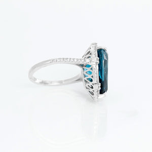 Effy 14K White Gold London Blue Topaz Diamond Ring