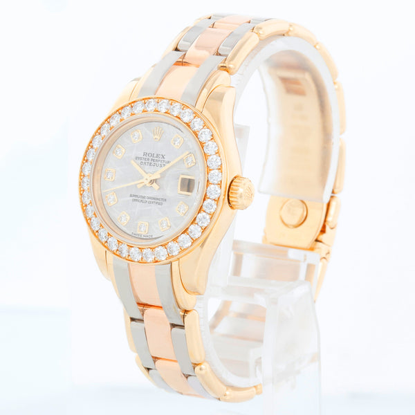 Rolex Tridor Pearlmaster Ladies Gold & Diamond Watch 80298