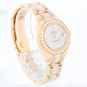 Rolex Tridor Pearlmaster Ladies Gold & Diamond Watch 80298