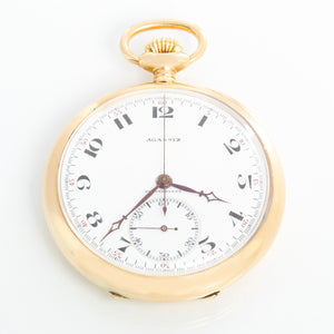 Agassiz Chronograph 14K Yellow Gold Pocket Watch Retailed By Tiffany Owned by Wiley Post