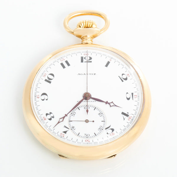 Agassiz Chronograph 14K Yellow Gold Pocket Watch Retailed By Tiffany Owned by Wiley Post