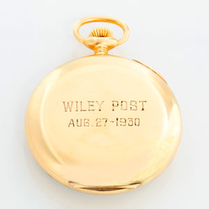 Agassiz Chronograph 14K Yellow Gold Pocket Watch Retailed By Tiffany Owned by Wiley Post