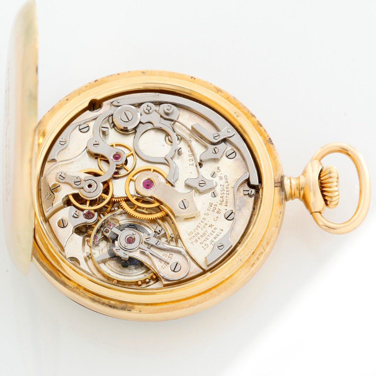 Aggasiz Chronograph 14K Yellow Gold Pocket Watch Retailed By Tiffany