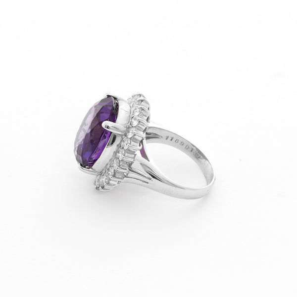 Platinum Purple Amethyst and Diamond Ring