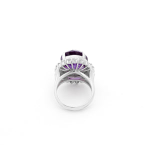 Platinum Purple Amethyst and Diamond Ring