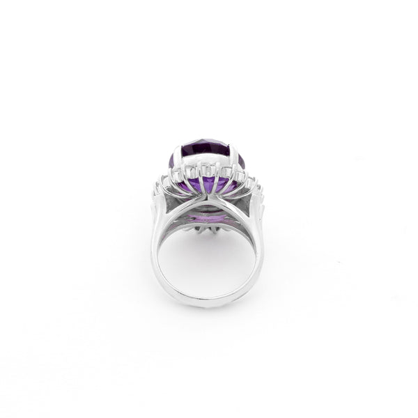 Platinum Purple Amethyst and Diamond Ring