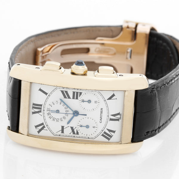 Cartier Tank Americaine Chronograph Men's 18k Gold Watch  W26011K2