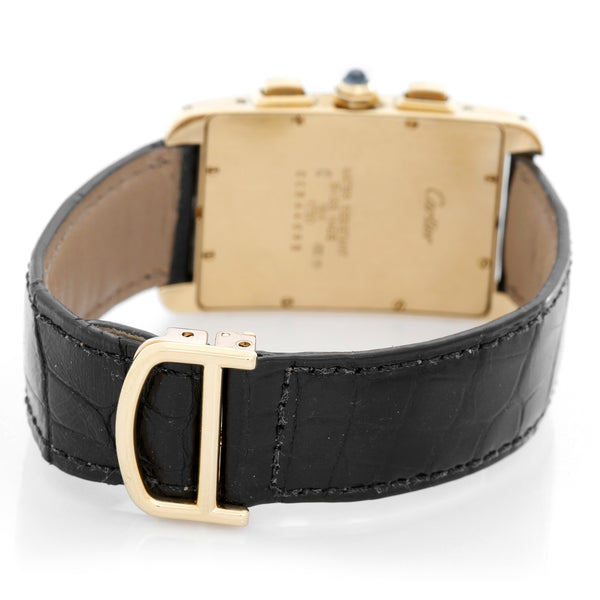 Cartier Tank Americaine Chronograph Men's 18k Gold Watch  W26011K2