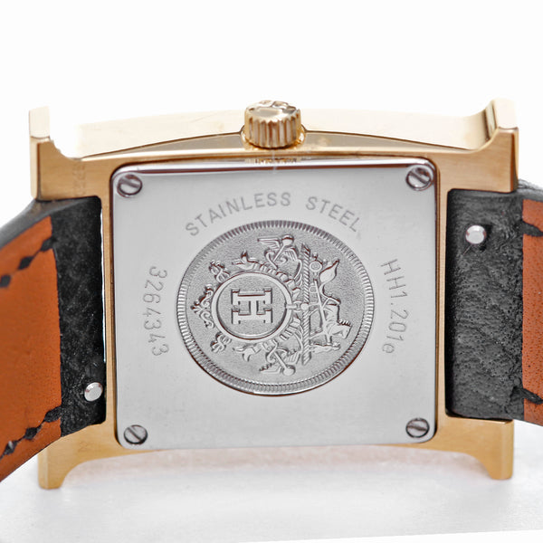 Hermes H Hour Ladies Small Watch Gold Plated Quartz