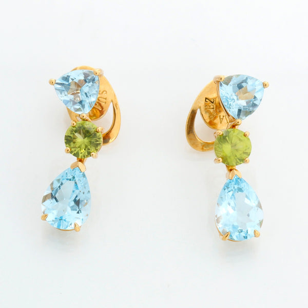 Suarez 18K Yellow Gold Blue Topaz & Peridot Earrings