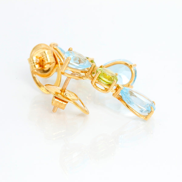Suarez 18K Yellow Gold Blue Topaz & Peridot Earrings