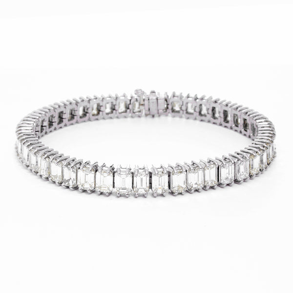 Emerald Cut Diamond Platinum Bracelet
