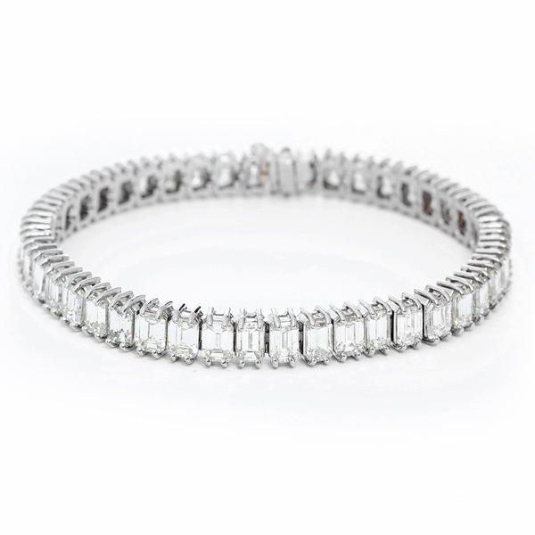 Emerald Cut Diamond Platinum Bracelet