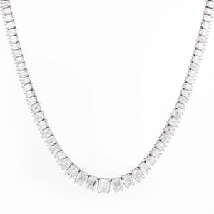 Stunning Emerald Cut Diamond Platinum Necklace