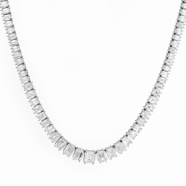 Stunning Emerald Cut Diamond Platinum Necklace – Image 2