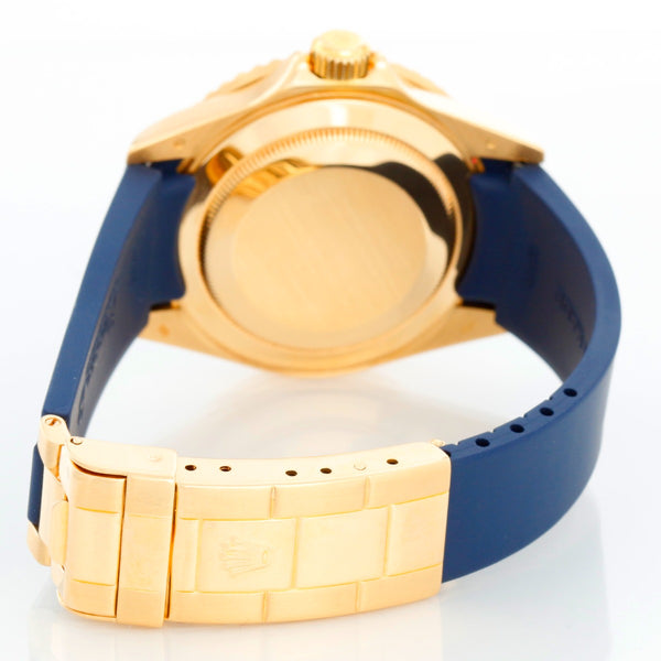 Rolex Submariner 18k Gold Men's Watch 16618 On Rubber B