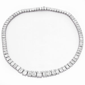 Stunning Emerald Cut Diamond Platinum Necklace – Image 6